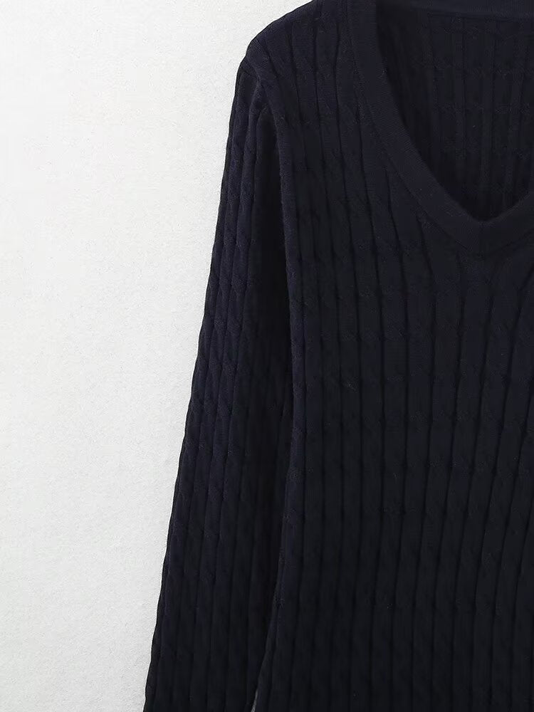 Autumn Office Twist Weave Japanese Knitwear Minimalist Sweater for Women