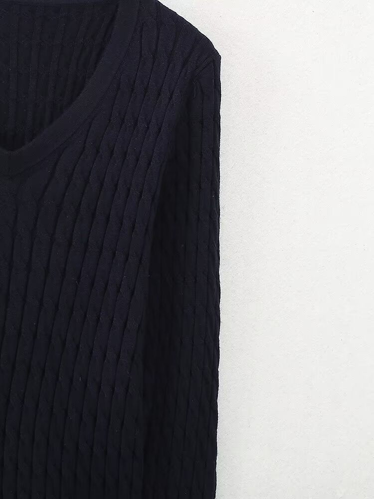 Pull minimaliste en tricot japonais à tissage torsadé pour femme