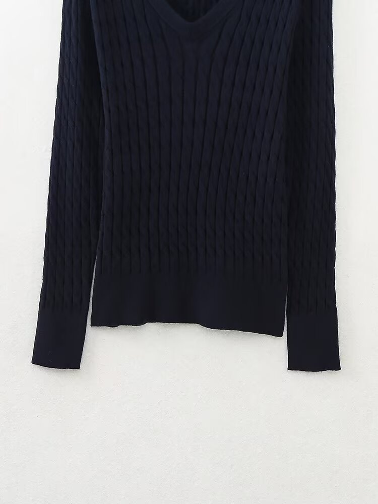 Pull minimaliste en tricot japonais à tissage torsadé pour femme