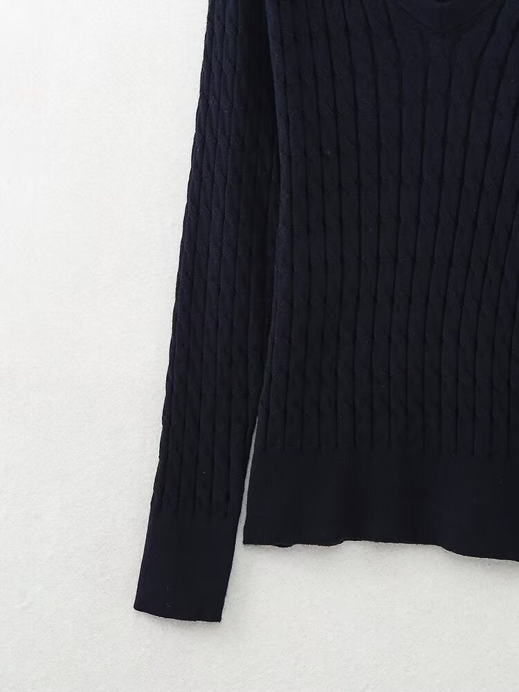 Pull minimaliste en tricot japonais à tissage torsadé pour femme