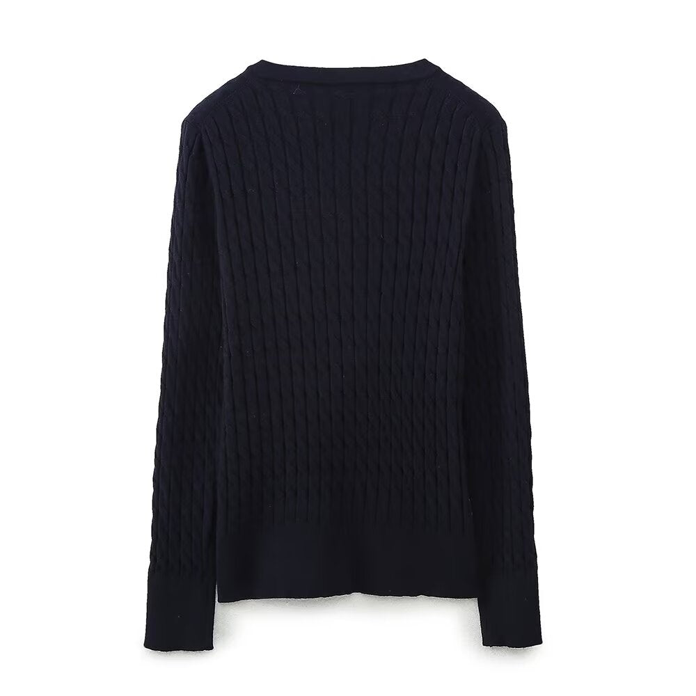 Autumn Office Twist Weave Japanese Knitwear Minimalist Sweater for Women