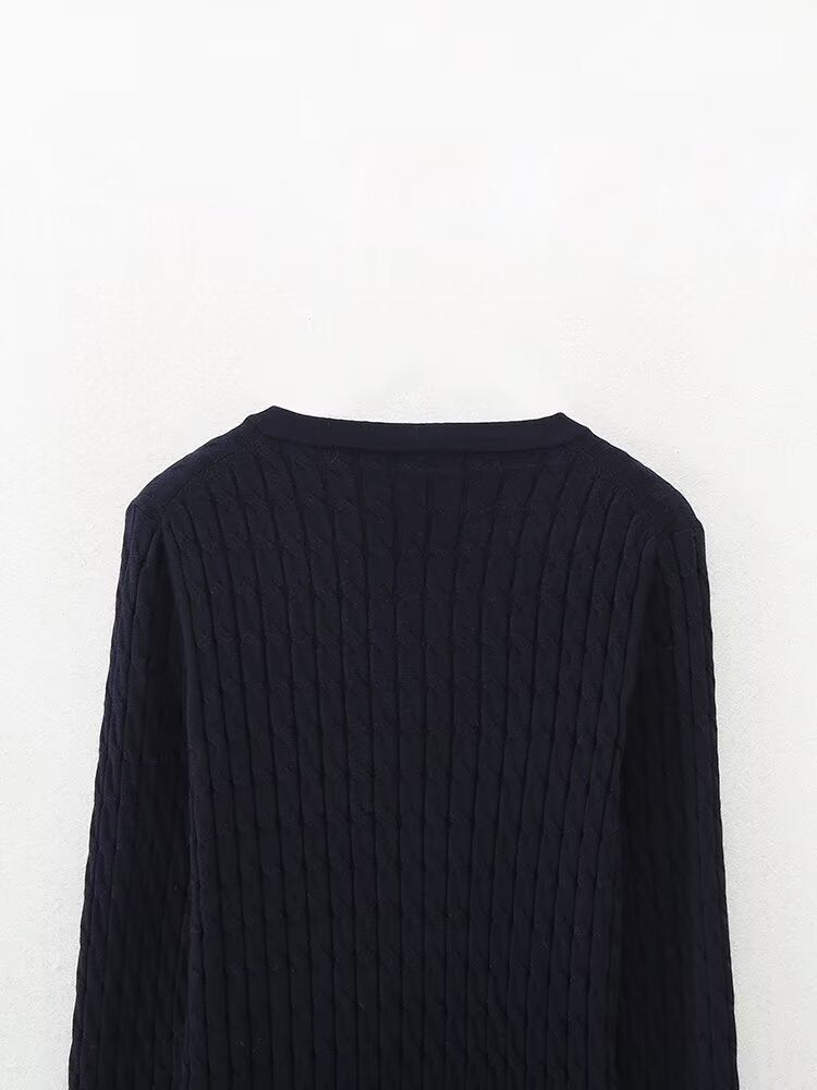 Autumn Office Twist Weave Japanese Knitwear Minimalist Sweater for Women