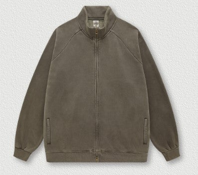 Veste polaire ample à fermeture éclair Raglan délavée rétro lourde de marque automne hiver 350G