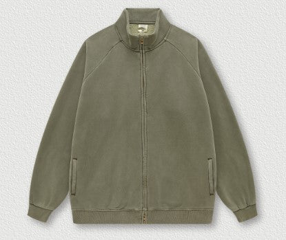 Veste polaire ample à fermeture éclair Raglan délavée rétro lourde de marque automne hiver 350G