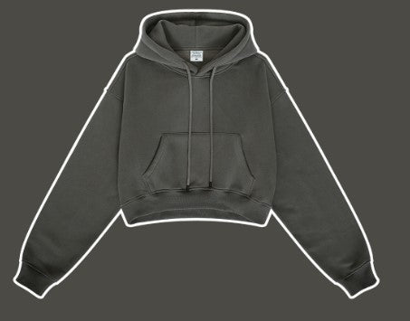 Clothing Autumn Winter Retro Hooded Pullover Women's Fleece-lined Thickened Sexy Short Women's Sweater