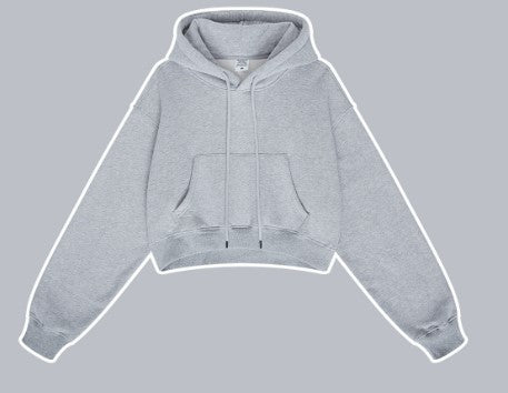 Clothing Autumn Winter Retro Hooded Pullover Women's Fleece-lined Thickened Sexy Short Women's Sweater