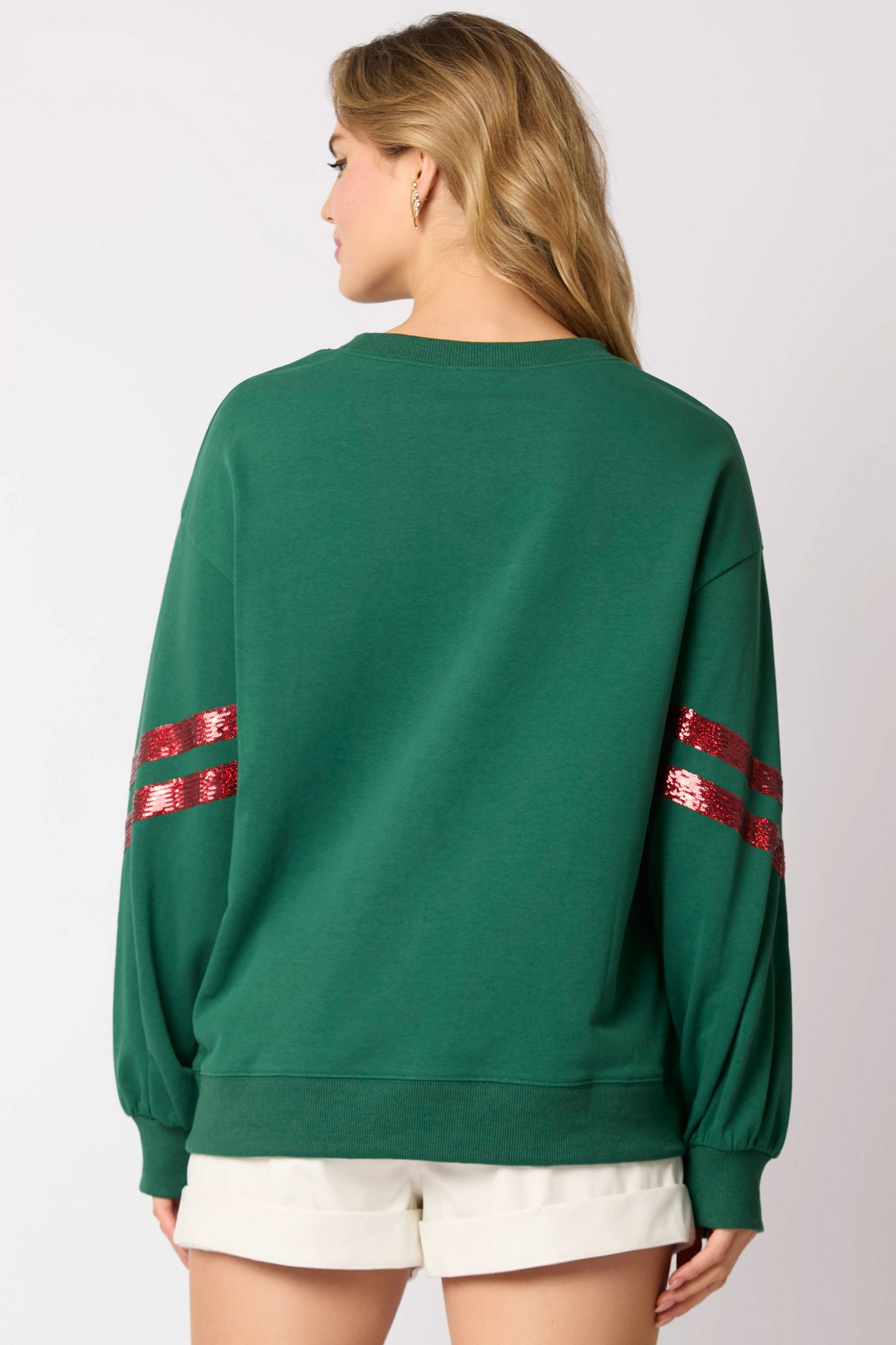 Sudadera informal con cuello redondo y lentejuelas navideñas para mujer Otoño Invierno