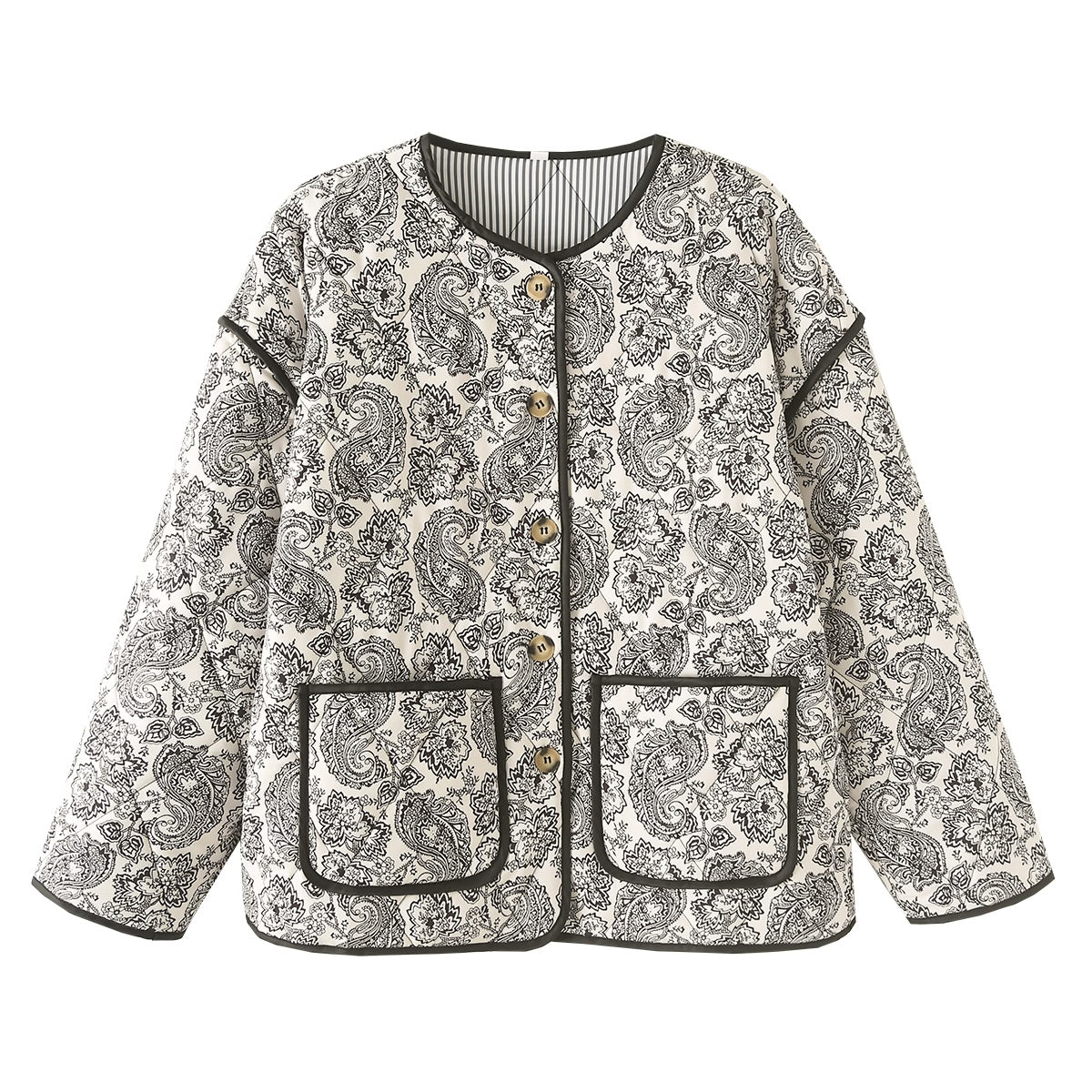 Women Clothing Autumn Winter Printed Cotton Padded Coat