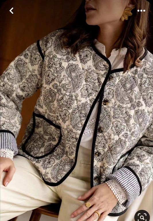 Manteau rembourré en coton imprimé pour femme, vêtement d'automne et d'hiver