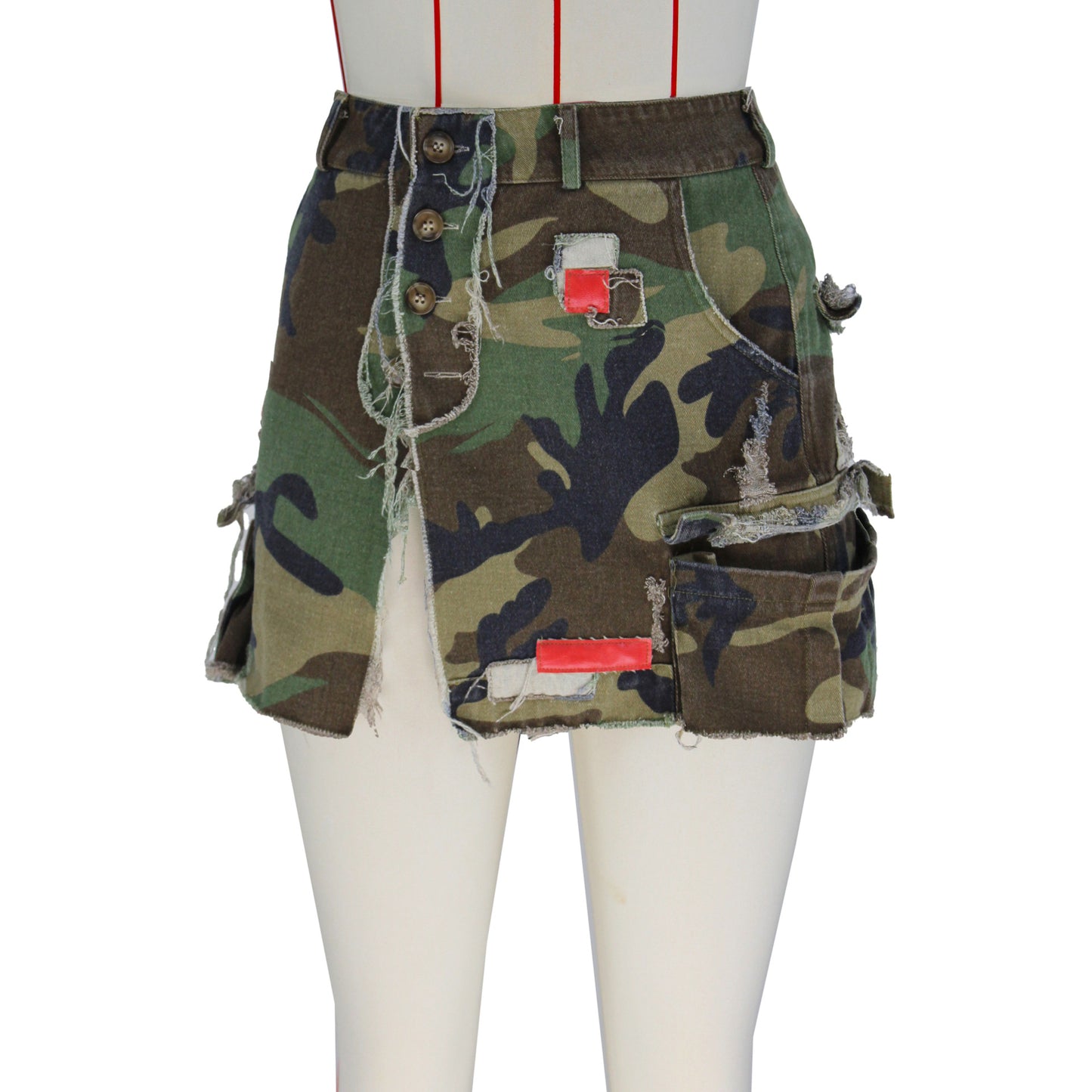 European And American Summer Fashion Full Open Camouflage Patch Wrapped Skirt