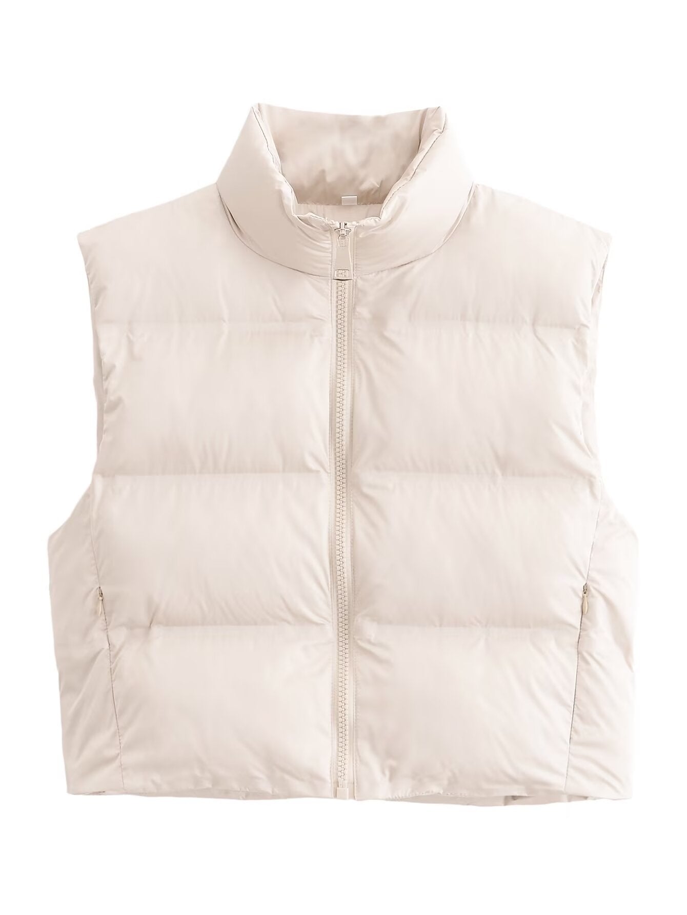 Women Clothing Autumn Winter Zipper Thermal Adhesive Cotton Padded Vest