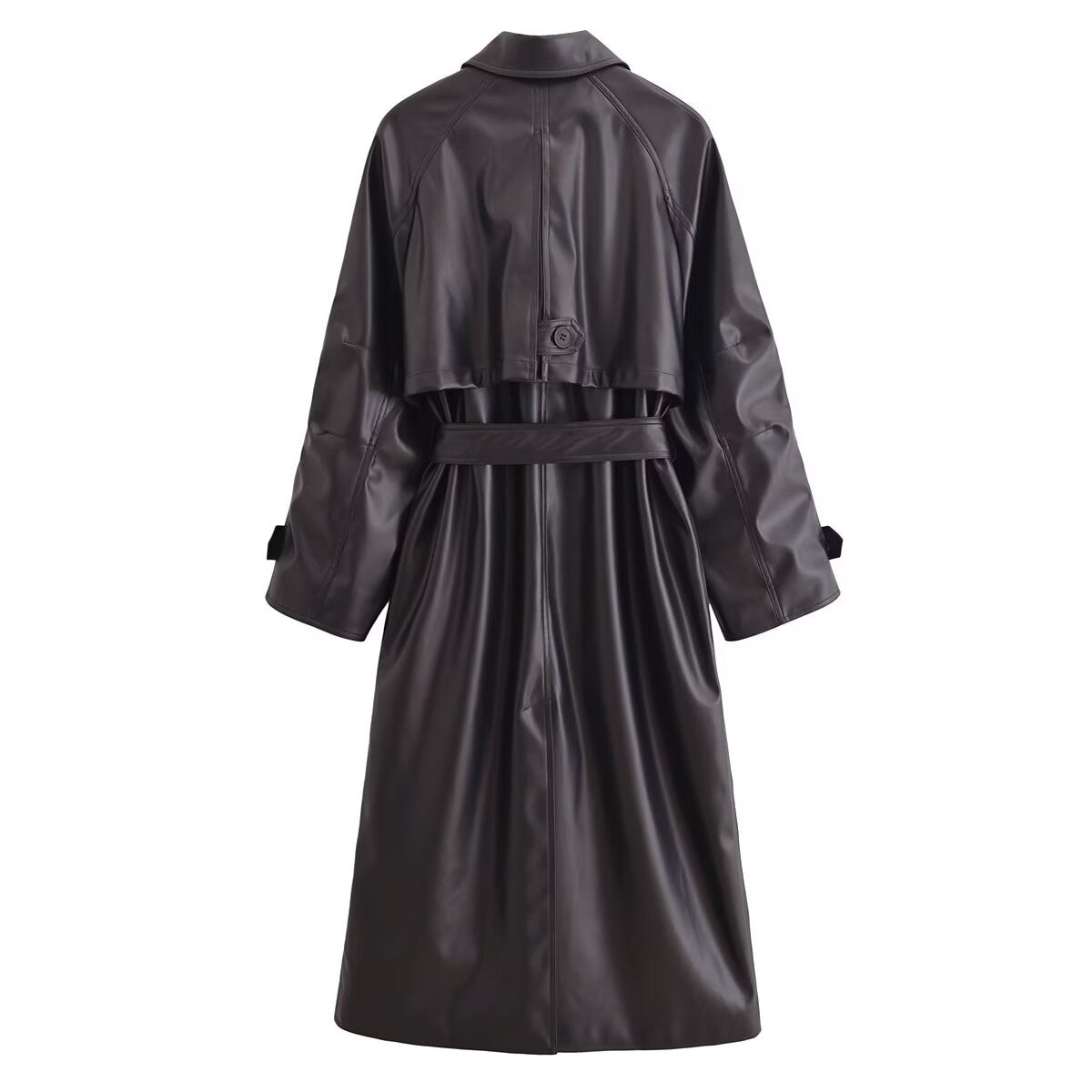 Winter Women Clothing Fashionable Artificial Leather Classic Trench Coat