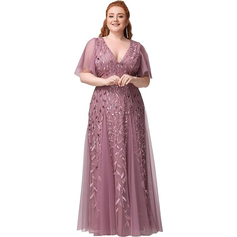 Robe queue de poisson en filet à paillettes pour demoiselle d'honneur, grande taille, pour femmes