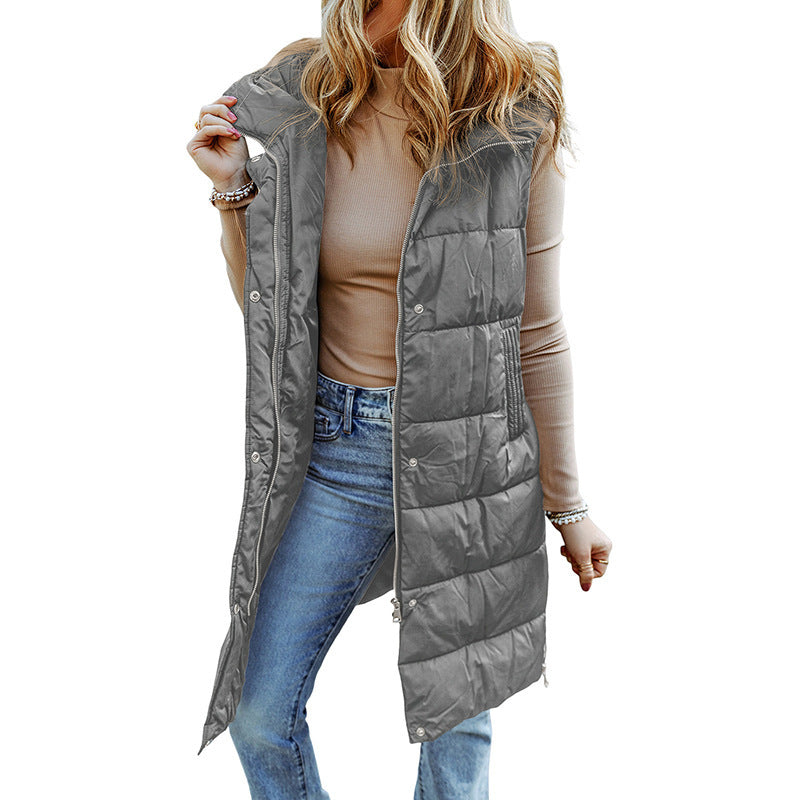 Vest Women's Long Lapel Hooded Women