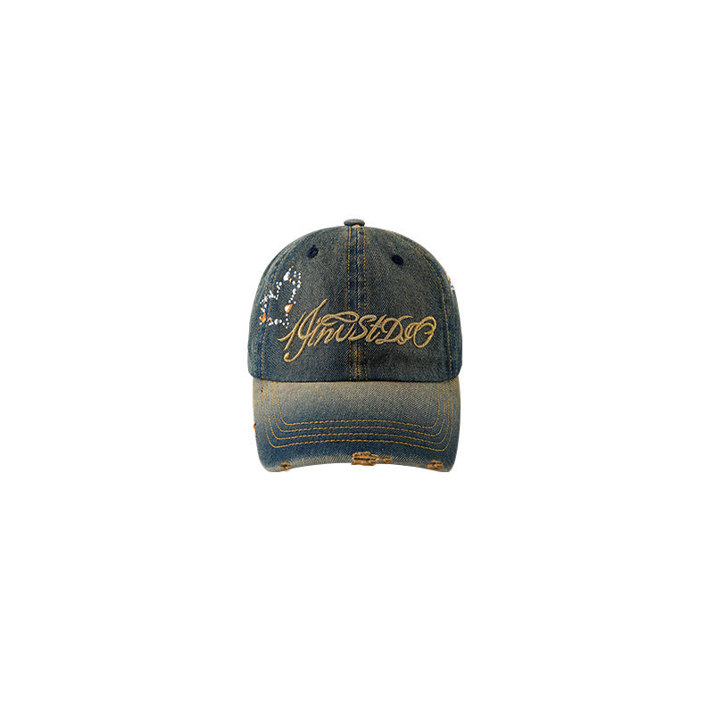 Denim Retro Sunshade Embroidered Hot Diamond Baseball Cap