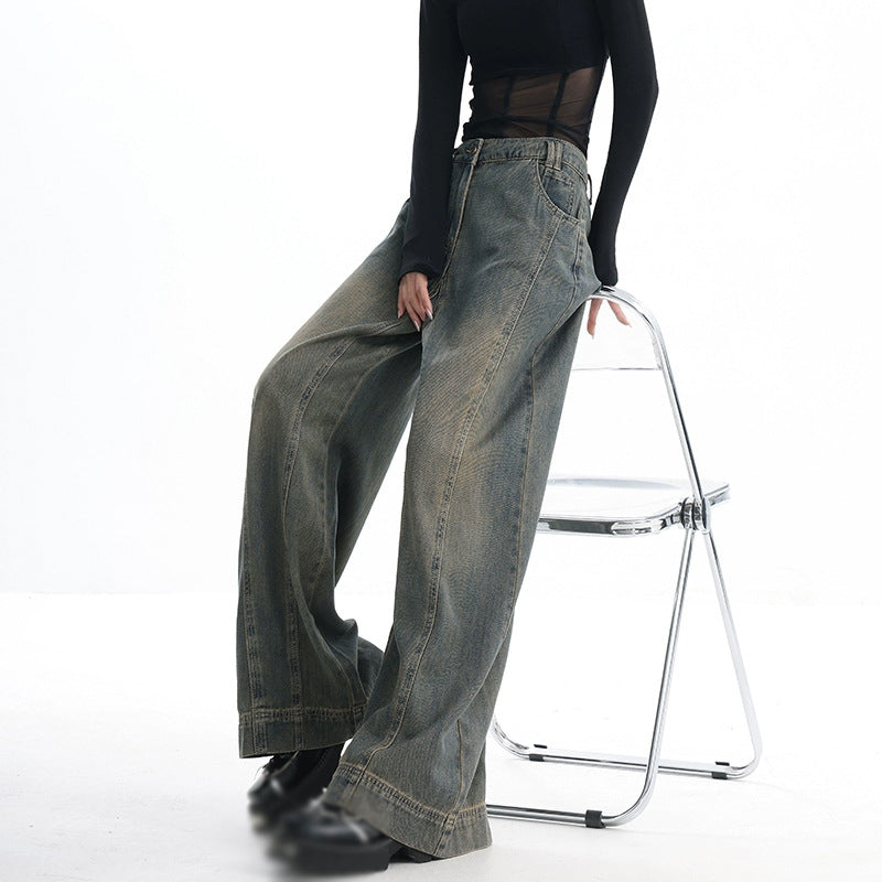 Women's Vintage Washed Wide-leg Jeans