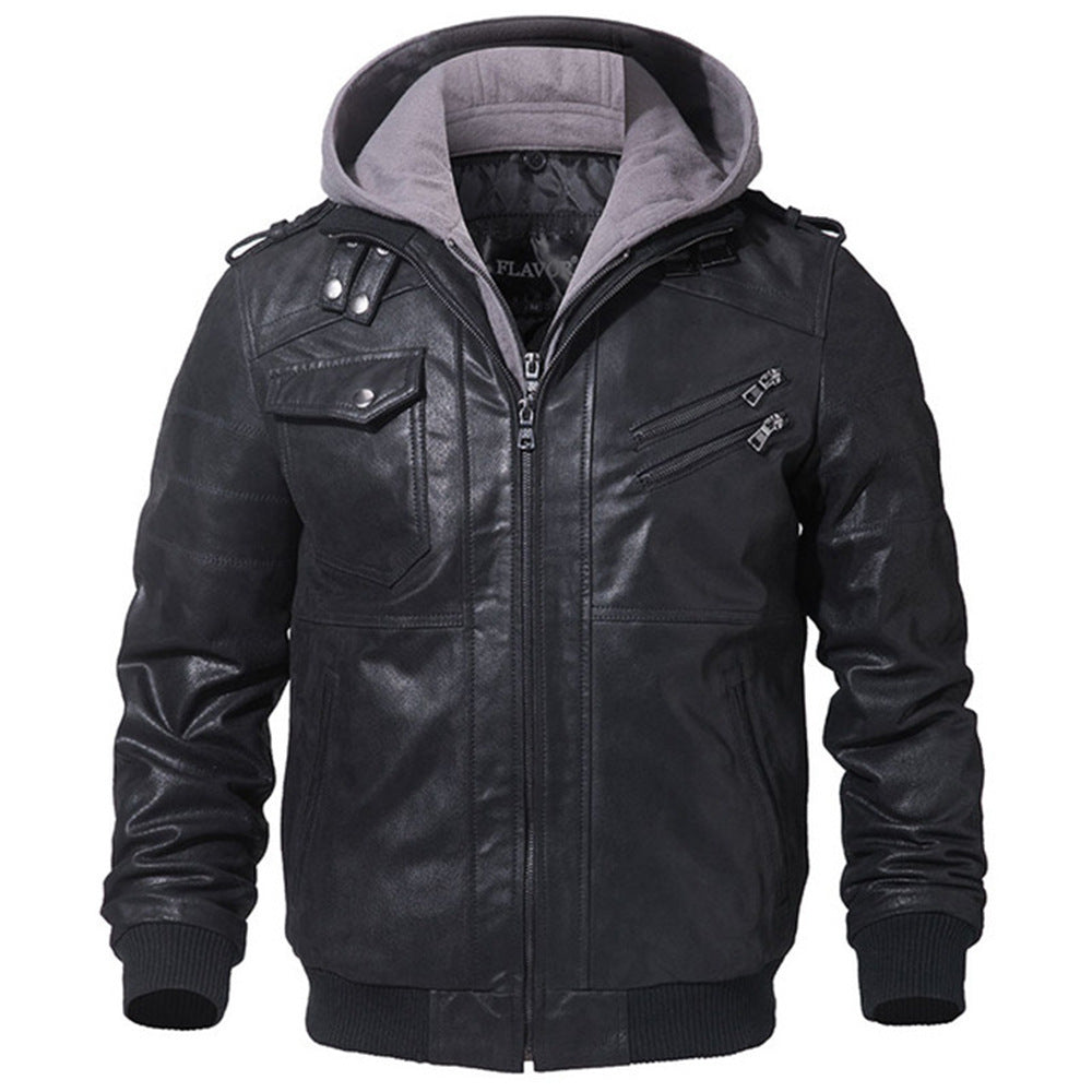 Chaqueta de cuero de motocicleta a la moda de invierno para hombre, chaquetas de PU con cremallera oblicua ajustadas, abrigos de cuero para motorista de otoño para hombre, ropa de calle cálida