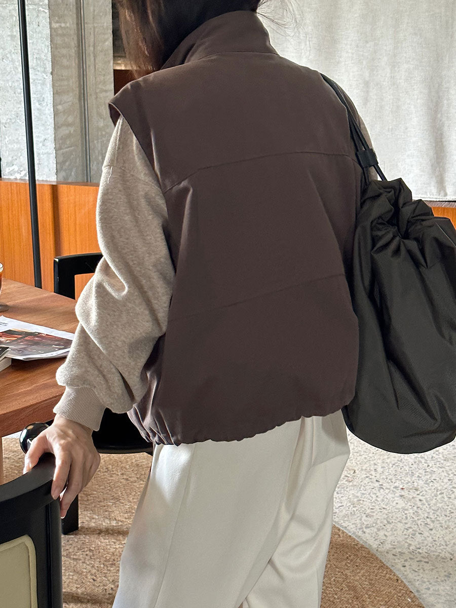 Chaleco de otoño e invierno con bolsillo sin mangas para mujer