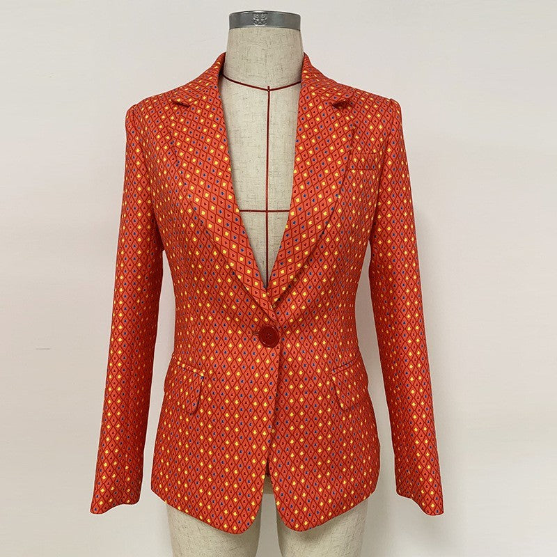 Catwalk Suit Ladies One-button Floral Blazer