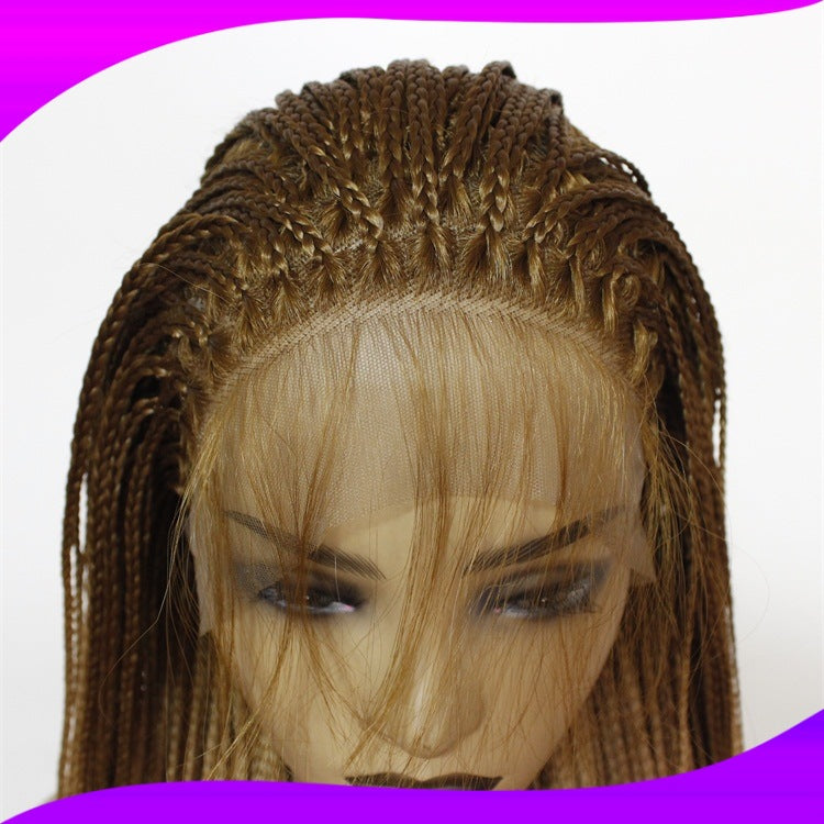 Chemical Fiber High Temperature Silk Long Straight Hair Half Hand Woven Front Lace Wig Headgear