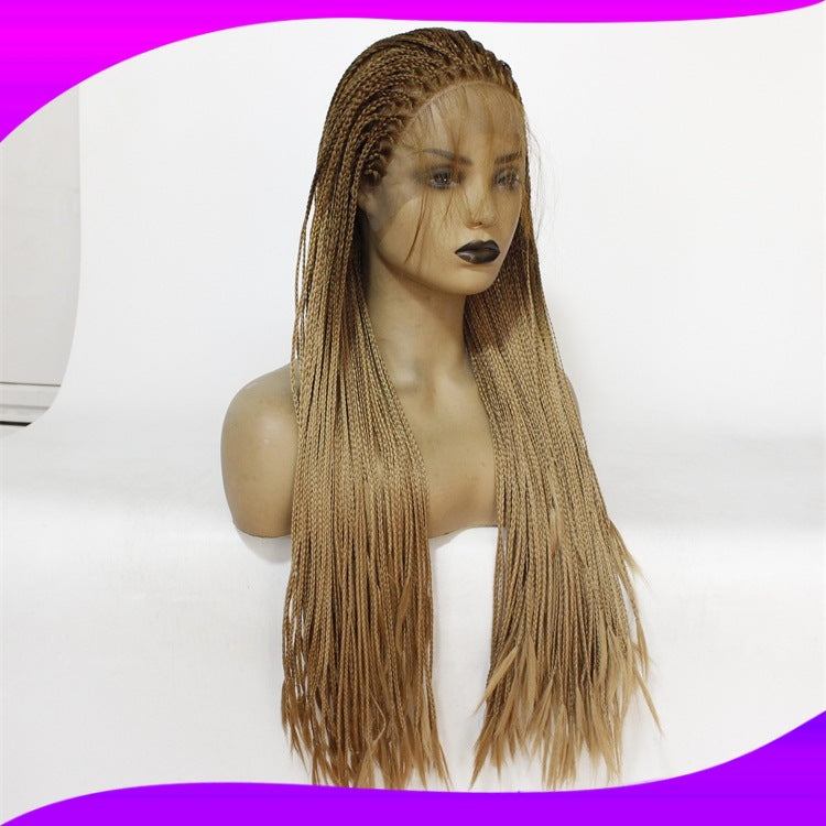 Chemical Fiber High Temperature Silk Long Straight Hair Half Hand Woven Front Lace Wig Headgear