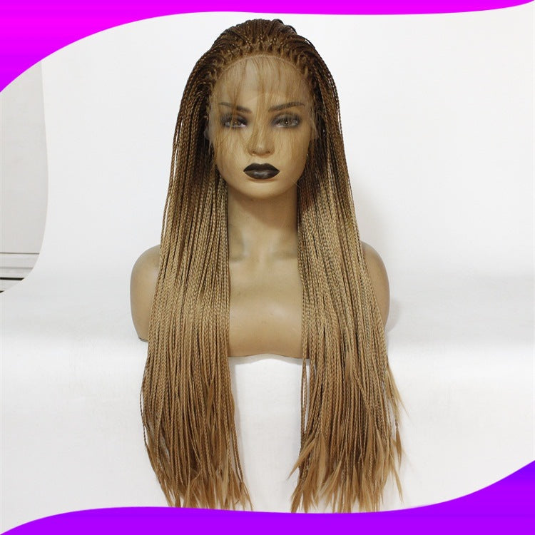 Chemical Fiber High Temperature Silk Long Straight Hair Half Hand Woven Front Lace Wig Headgear