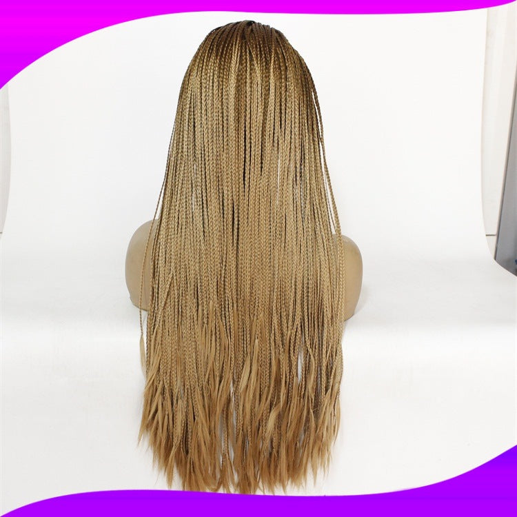 Chemical Fiber High Temperature Silk Long Straight Hair Half Hand Woven Front Lace Wig Headgear