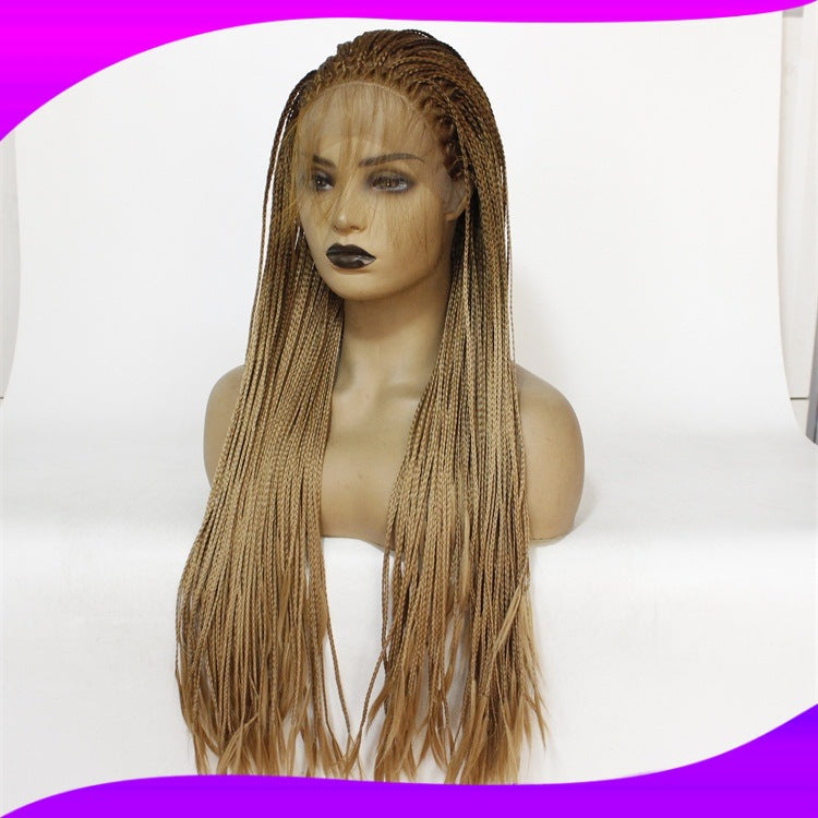 Chemical Fiber High Temperature Silk Long Straight Hair Half Hand Woven Front Lace Wig Headgear