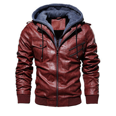 Chaqueta de cuero de motocicleta a la moda de invierno para hombre, chaquetas de PU con cremallera oblicua ajustadas, abrigos de cuero para motorista de otoño para hombre, ropa de calle cálida