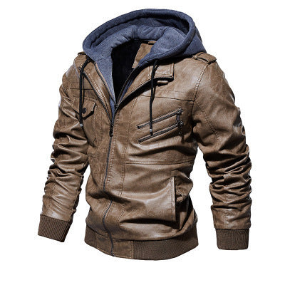 Chaqueta de cuero de motocicleta a la moda de invierno para hombre, chaquetas de PU con cremallera oblicua ajustadas, abrigos de cuero para motorista de otoño para hombre, ropa de calle cálida