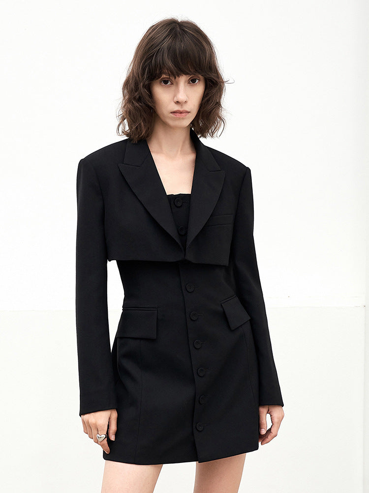 Robe blazer rétro haut de gamme à bretelles, automne et hiver