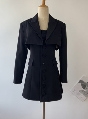 Robe blazer rétro haut de gamme à bretelles, automne et hiver