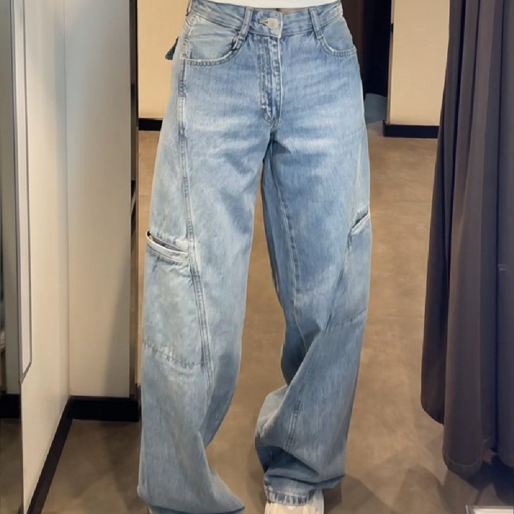 Pantalon droit en denim à la mode pour femme