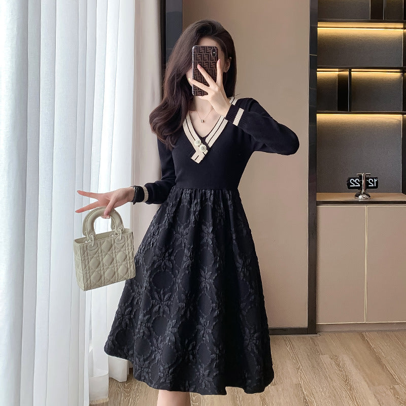 Women's Waist Slimming And Fashionable Stitching Dress