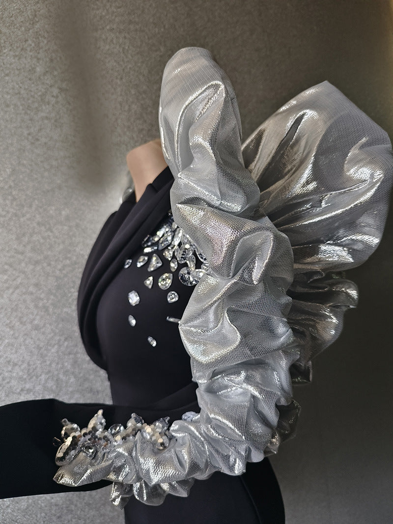 Costume et robe d'affaires à paillettes de diamant en forme de goutte pour femmes