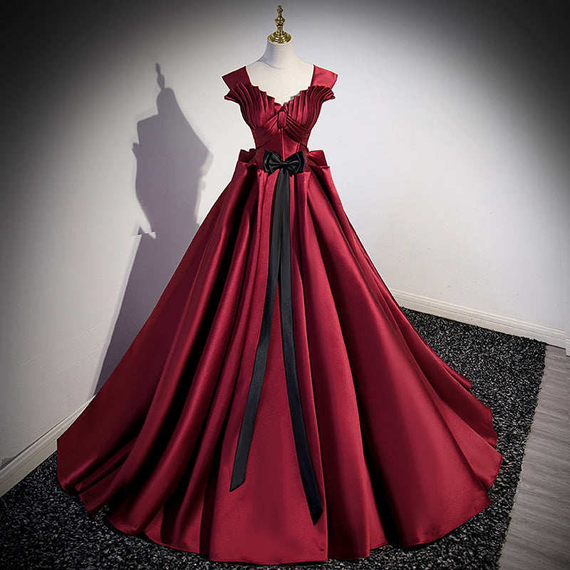 Robe rouge d'hôte de mariée pour femmes, robe de mariée en Satin