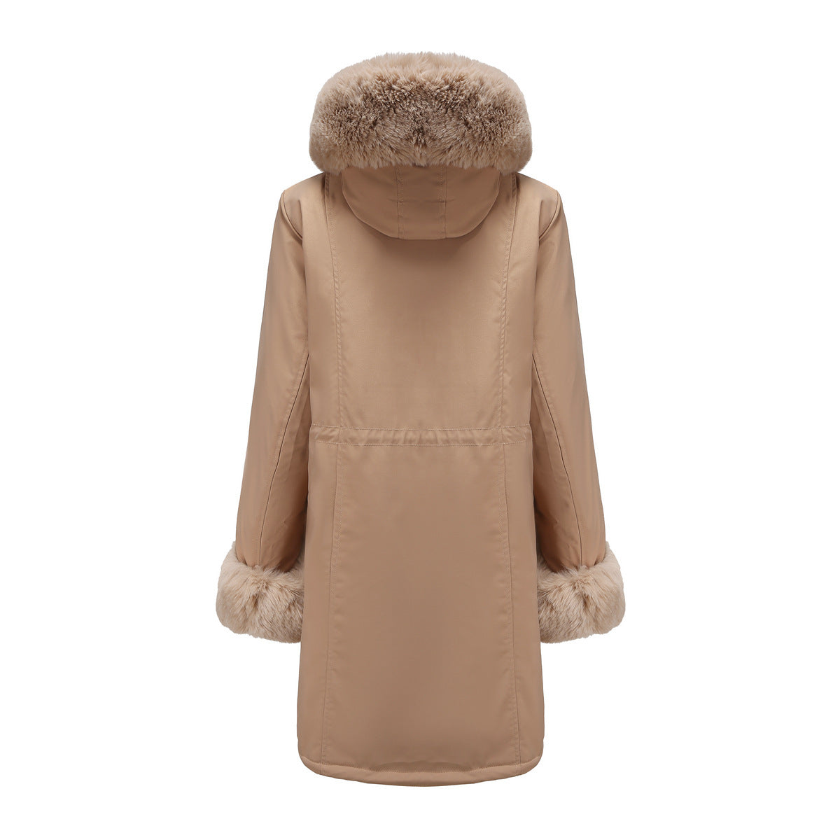 Manteau rembourré en coton pour femme, Parka mi-longue à manches longues avec col en fourrure amovible