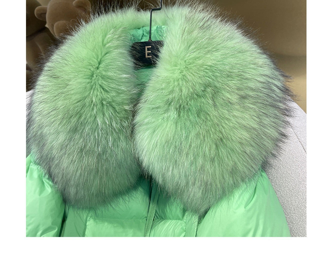 All-matching Big Collar Raccoon Fur White Duck Down Women's Coat