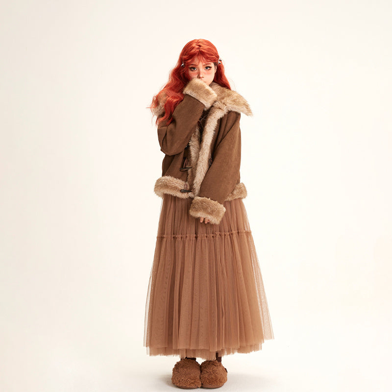 Women's Plush Suede Coat Autumn And Winter Loose Lapels