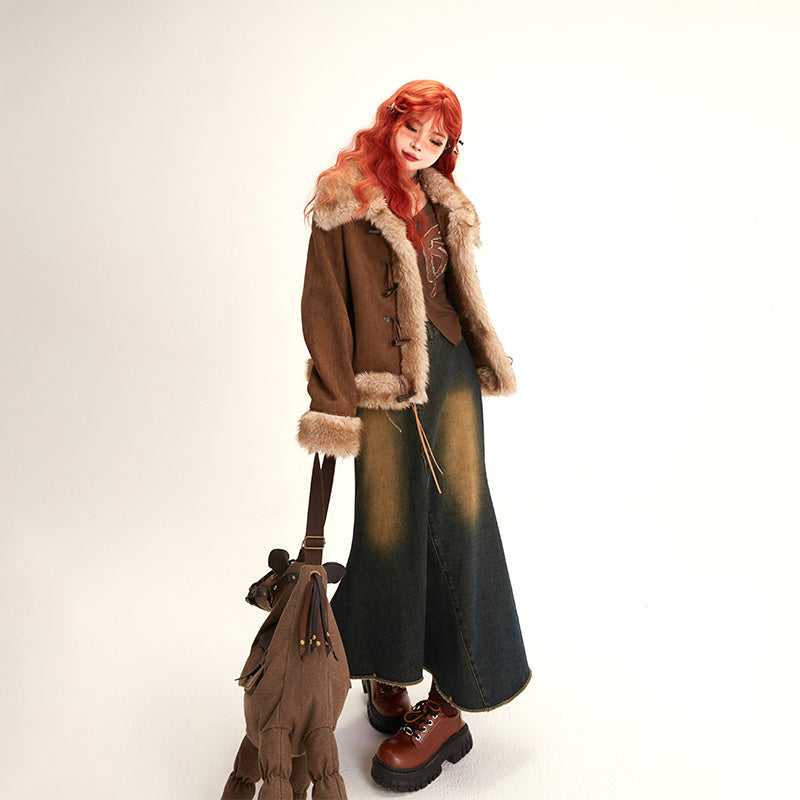 Women's Plush Suede Coat Autumn And Winter Loose Lapels