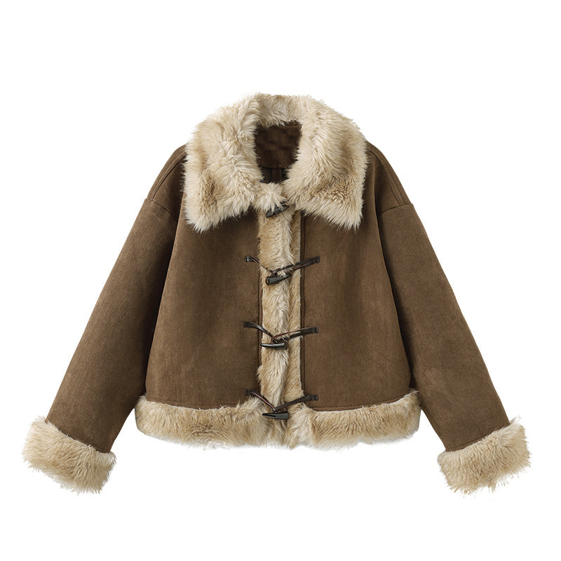 Women's Plush Suede Coat Autumn And Winter Loose Lapels