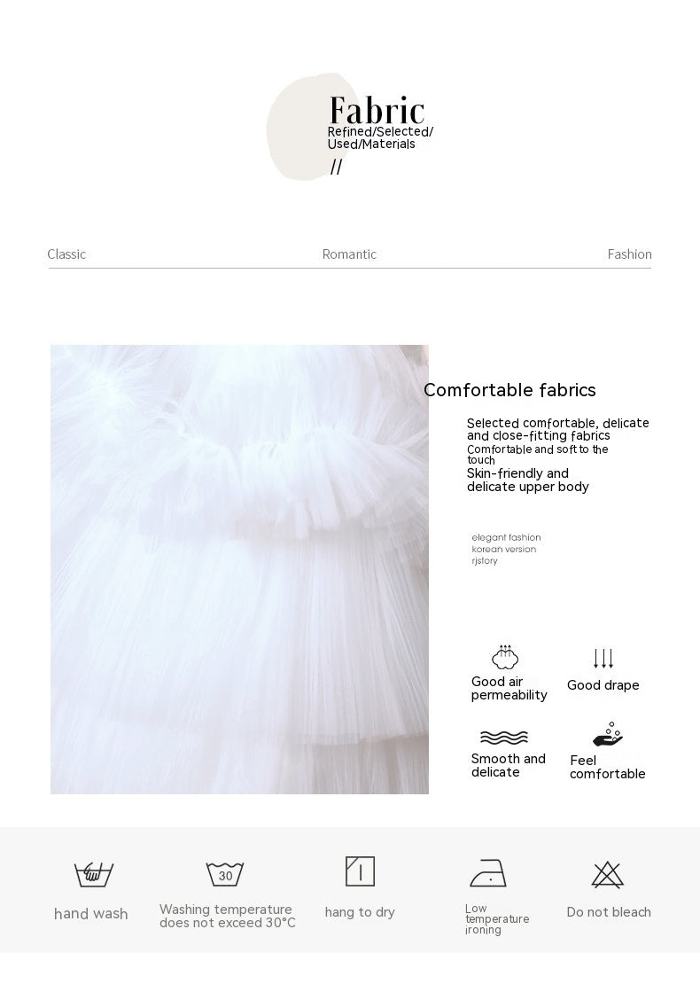 White Suspender Light Wedding Dress French Pettiskirt Temperament