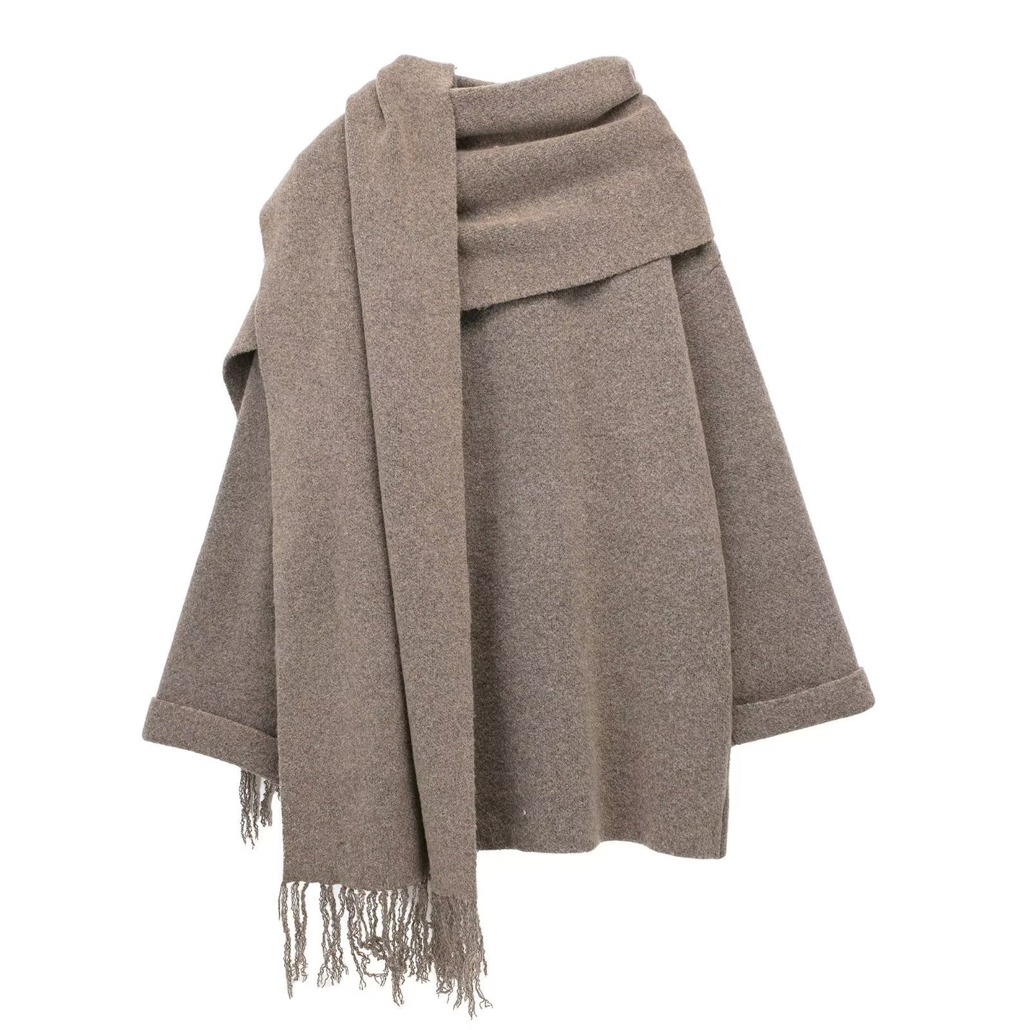 Écharpe femme Cape Midi manteau en laine tricoté vêtements d'hiver pour femmes