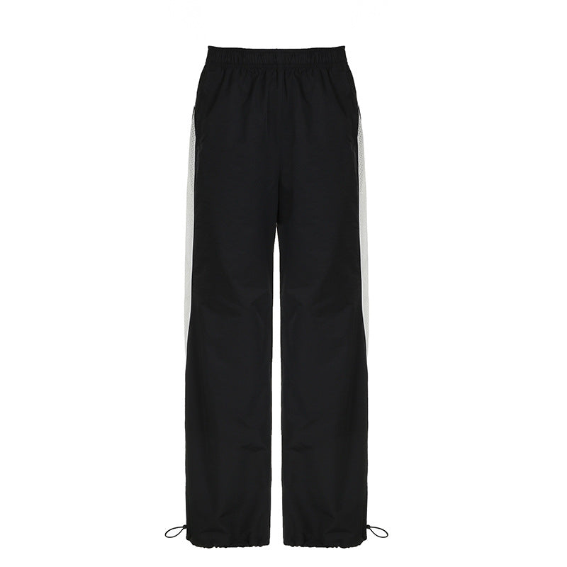 Pantalon tissé léger avec coutures de Style de rue américain, pantalon décontracté ample taille basse