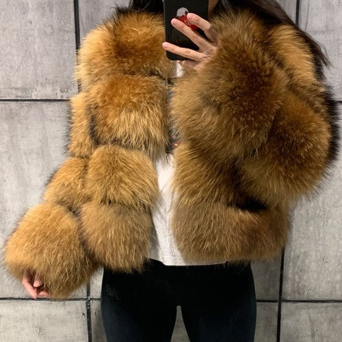 Fur Coat Imitation Raccoon Fur Fur Stitching Women Fur Coat