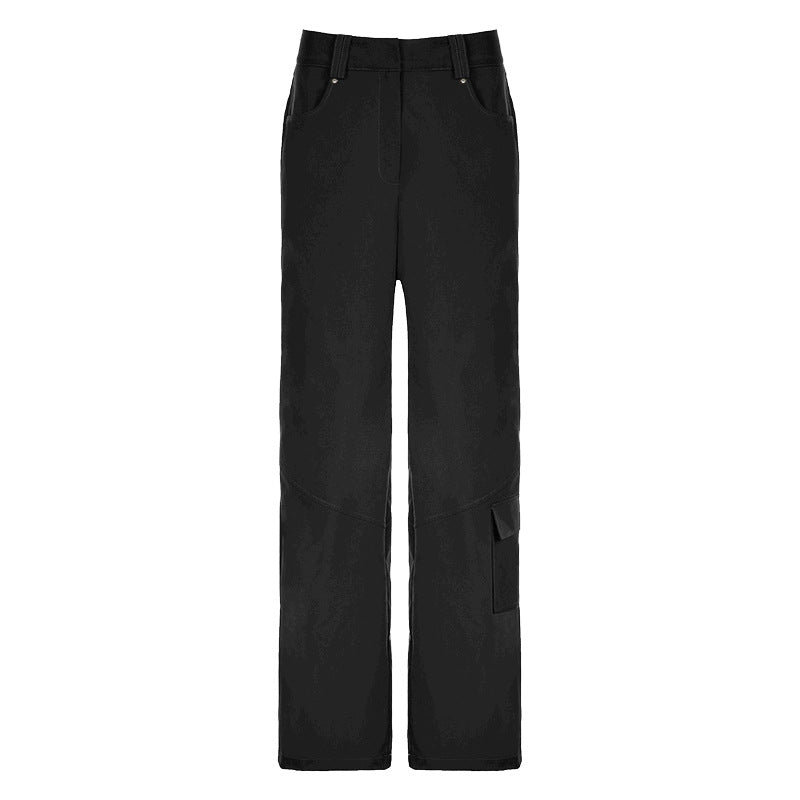 Pantalon ample décontracté pour femmes, Style de rue, couleur unie, poches asymétriques