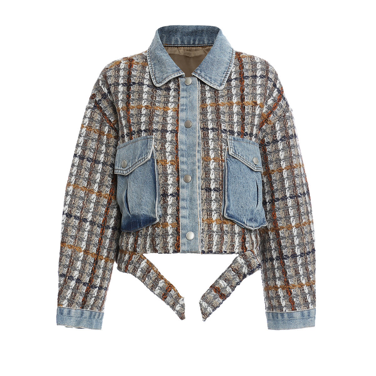 Vintage Modern Woolen Patchwork Denim Wash Clothing