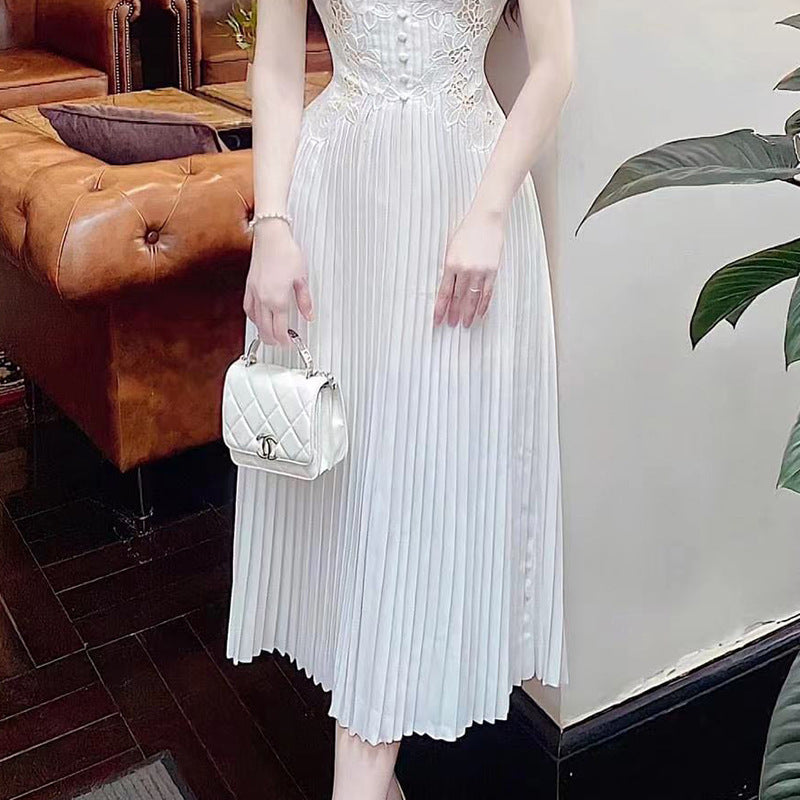 Summer New Lady Lace Embroidered Temperament Waist-controlled Dress