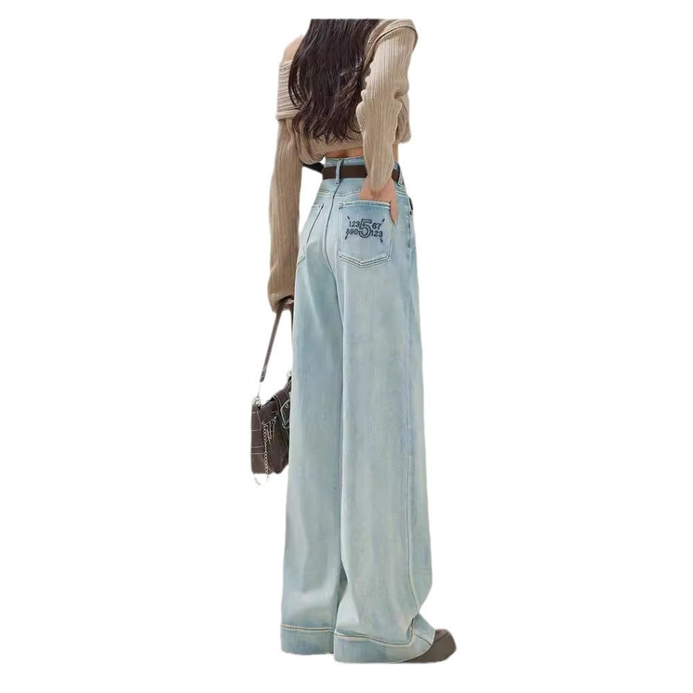 Women's Loose Straight Light Color High Waist Jeans