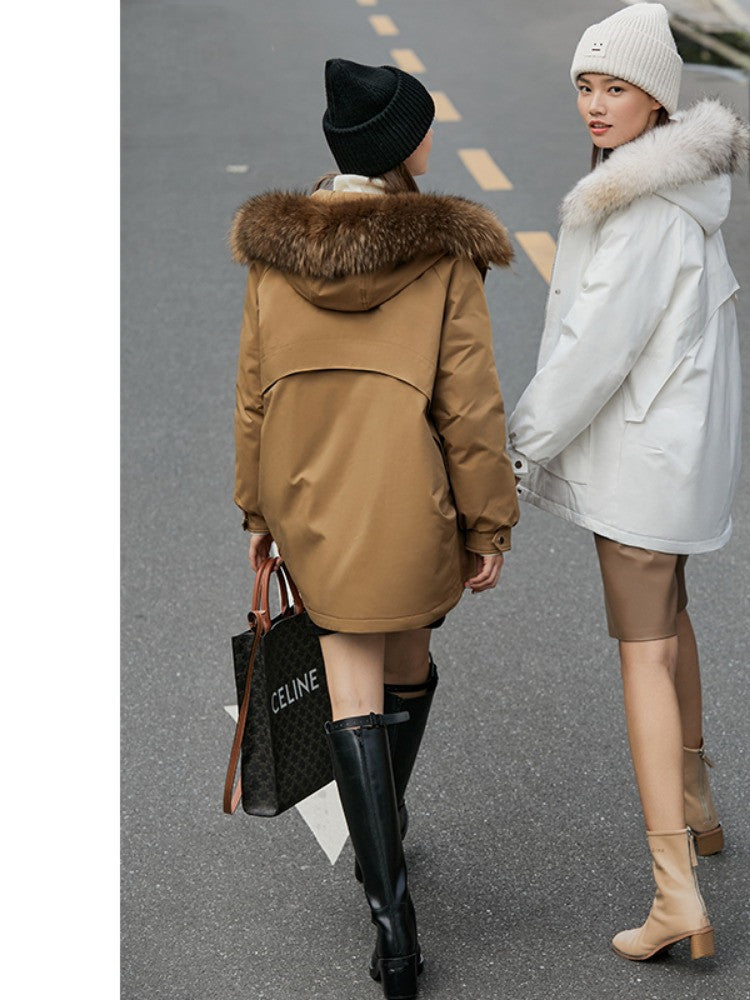 Warm Fur Collar Cropped Pie Jacket